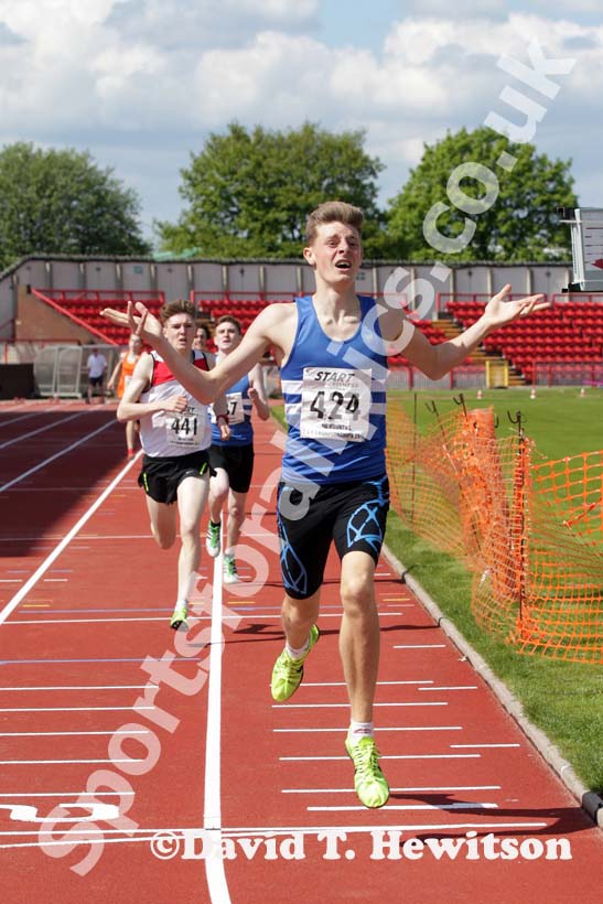 Ryan Green (Morpeth) winning the under-17s 800 metres at the North Eastern Champs, Gateshead.